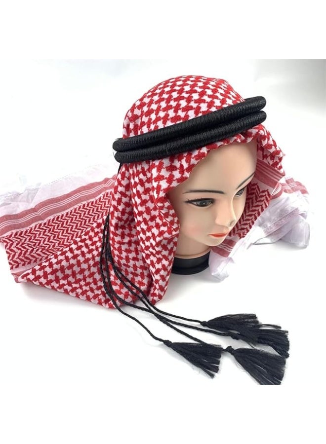 كيلا كوفية عربية، عمامة شماغ، زي عربي، غطاء رأس إسلامي مع حبل «عقل»، شال عربي من الصحراء الشرق أوسطية، غطاء رأس فلسطيني تقليدي للرجال - Image 3